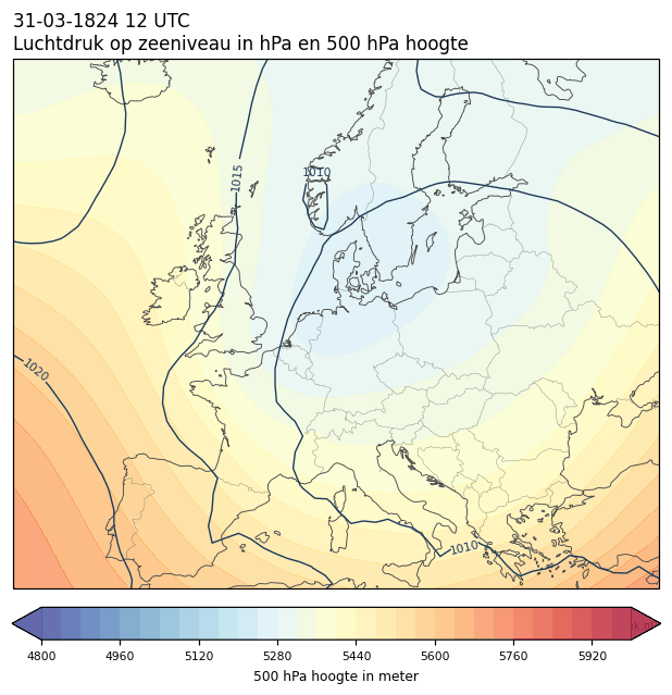 Weerkaart van 31 maart 1824 om 12 UTC