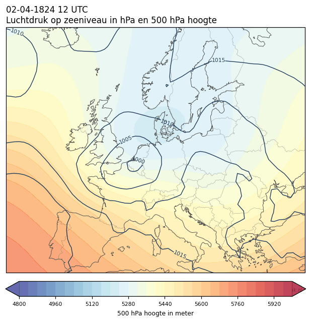 Weerkaart van 2 april 1824 om 12 UTC