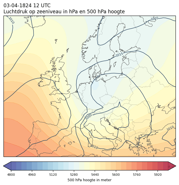 Weerkaart van 3 april 1824 om 12 UTC