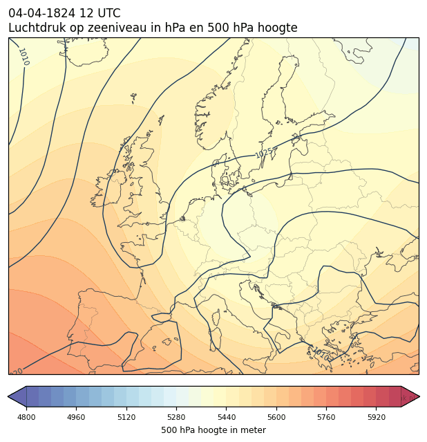 Weerkaart van 4 april 1824 om 12 UTC