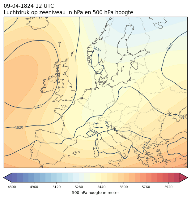 Weerkaart van 9 april 1824 om 12 UTC