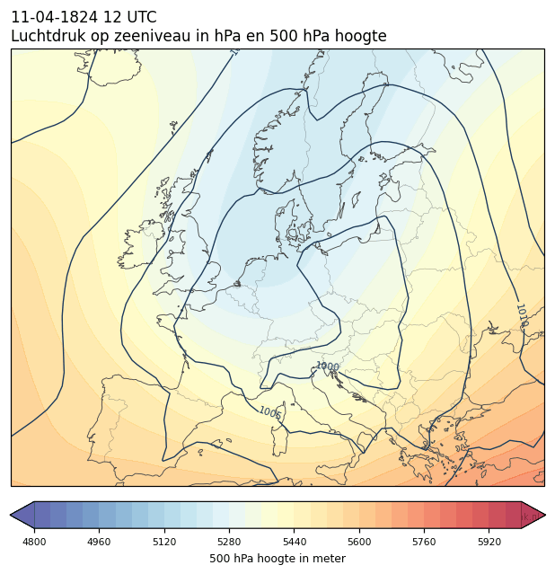Weerkaart van 11 april 1824 om 12 UTC