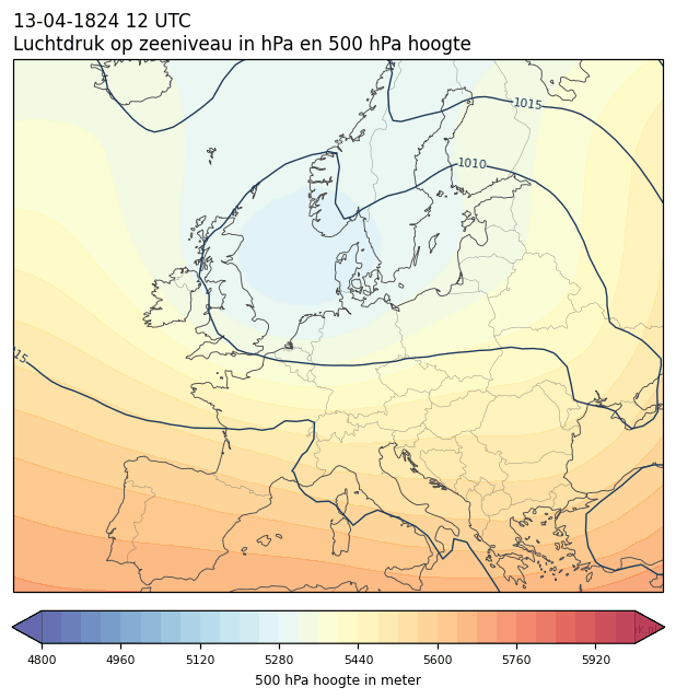 Weerkaart van 13 april 1824 om 12 UTC