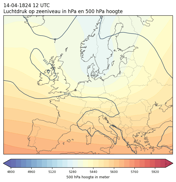 Weerkaart van 14 april 1824 om 12 UTC