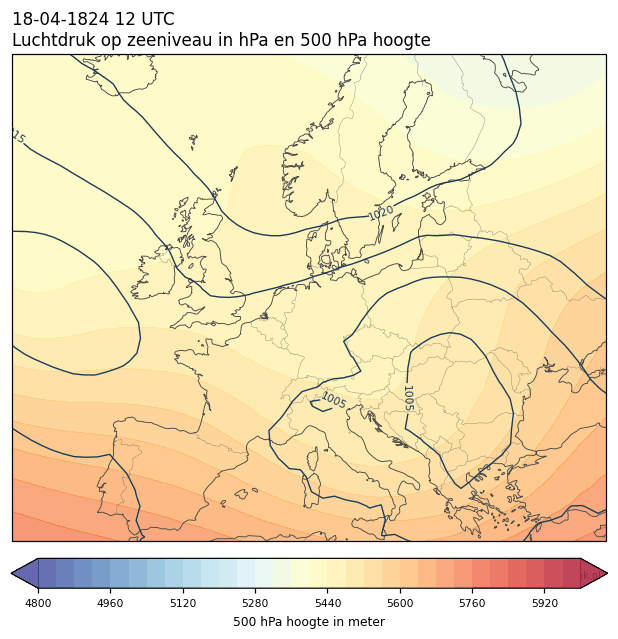 Weerkaart van 18 april 1824 om 12 UTC