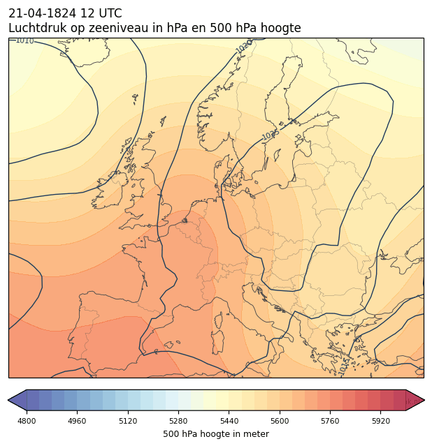 Weerkaart van 21 april 1824 om 12 UTC