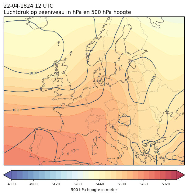 Weerkaart van 22 april 1824 om 12 UTC