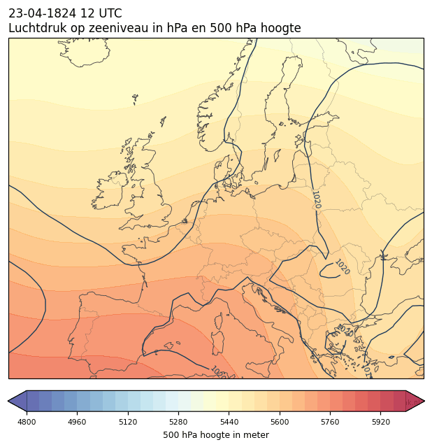 Weerkaart van 23 april 1824 om 12 UTC