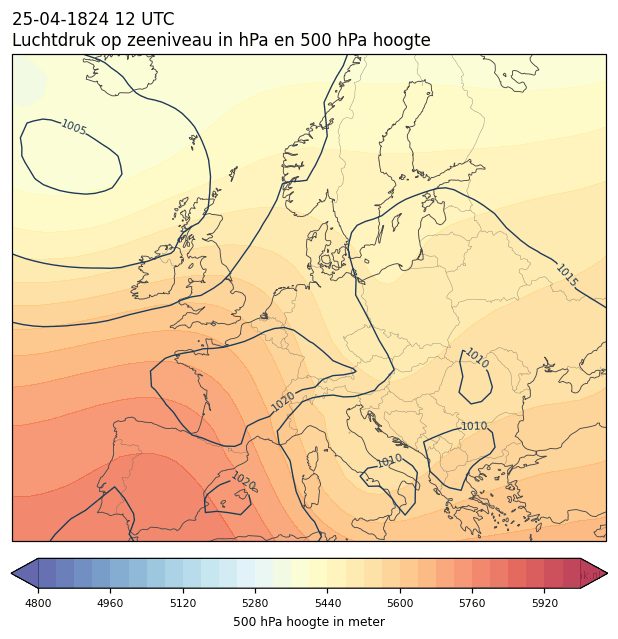 Weerkaart van 25 april 1824 om 12 UTC