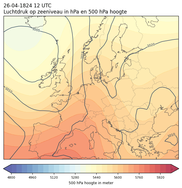 Weerkaart van 26 april 1824 om 12 UTC