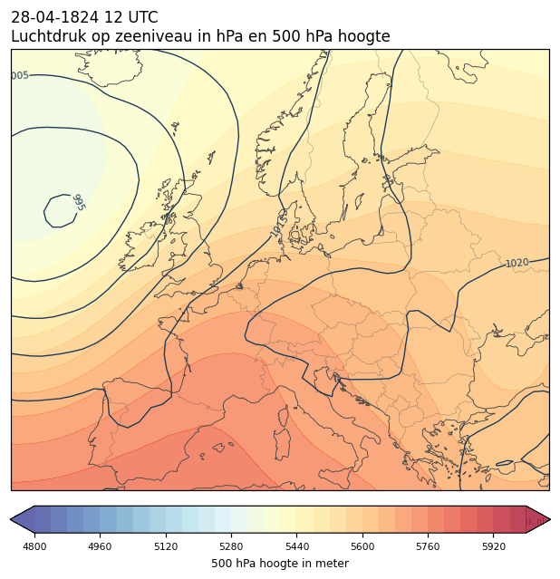 Weerkaart van 28 april 1824 om 12 UTC