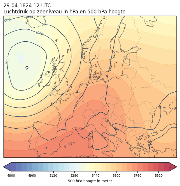 Weerkaart van 29 april 1824 om 12 UTC
