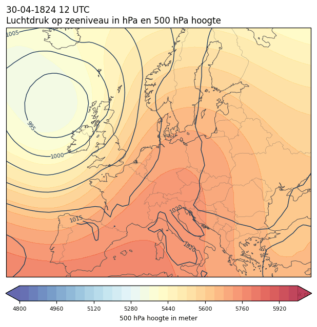 Weerkaart van 30 april 1824 om 12 UTC