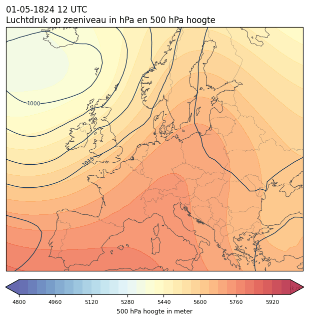 Weerkaart van 1 mei 1824 om 12 UTC