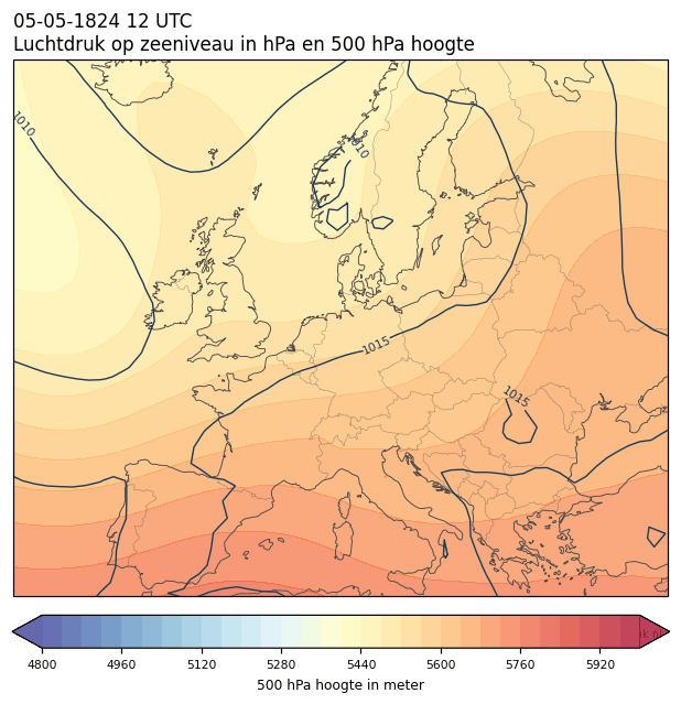 Weerkaart van 5 mei 1824 om 12 UTC