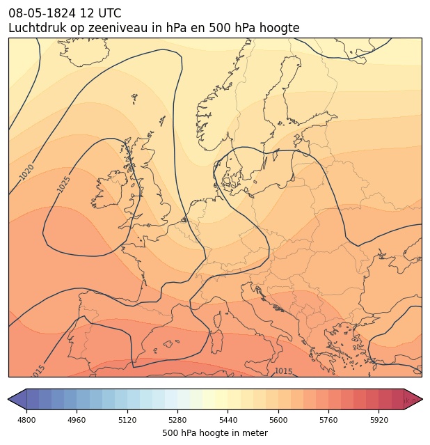 Weerkaart van 8 mei 1824 om 12 UTC