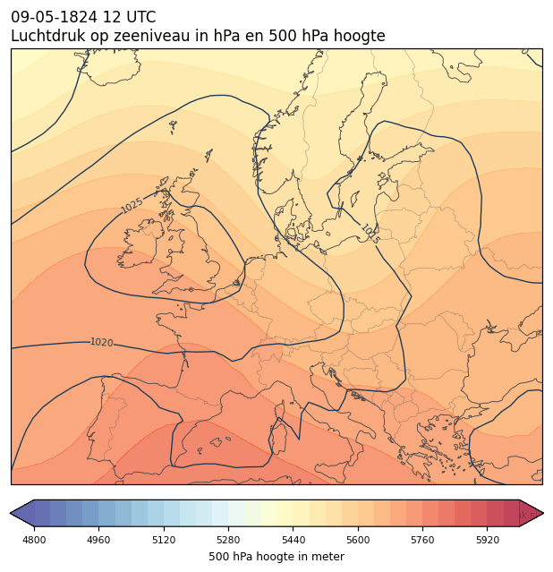 Weerkaart van 9 mei 1824 om 12 UTC