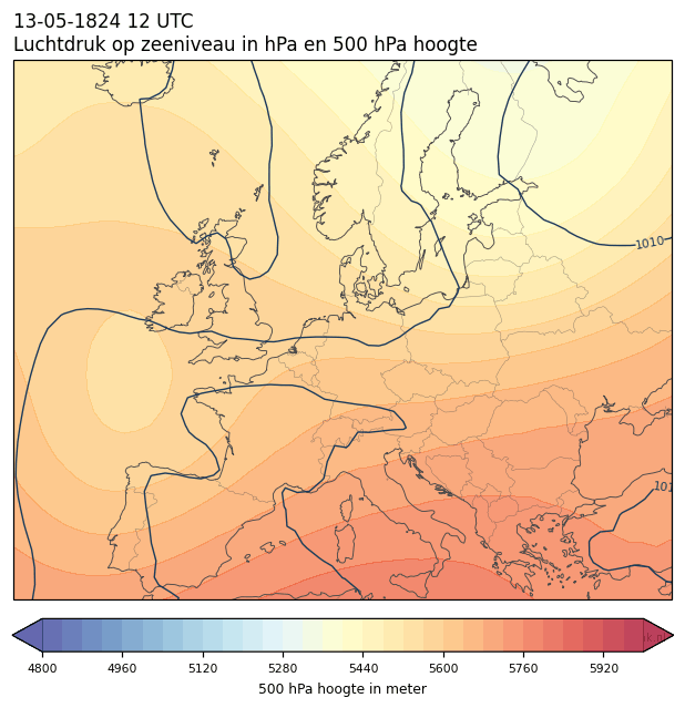 Weerkaart van 13 mei 1824 om 12 UTC