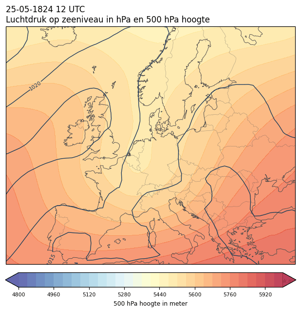 Weerkaart van 25 mei 1824 om 12 UTC