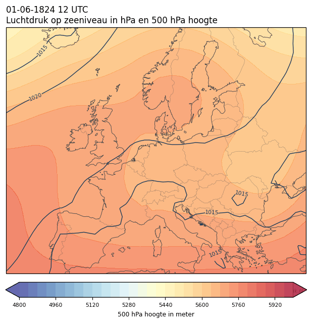 Weerkaart van 1 juni 1824 om 12 UTC