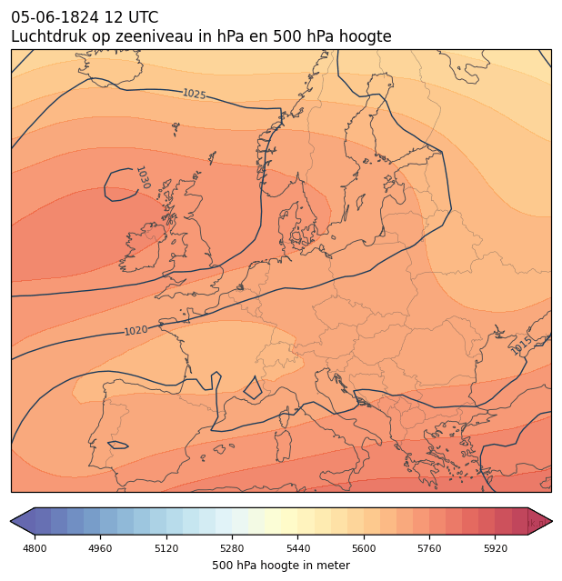 Weerkaart van 5 juni 1824 om 12 UTC
