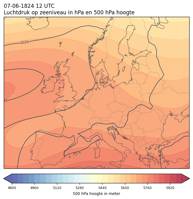 Weerkaart van 7 juni 1824 om 12 UTC