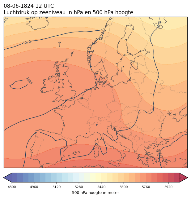 Weerkaart van 8 juni 1824 om 12 UTC