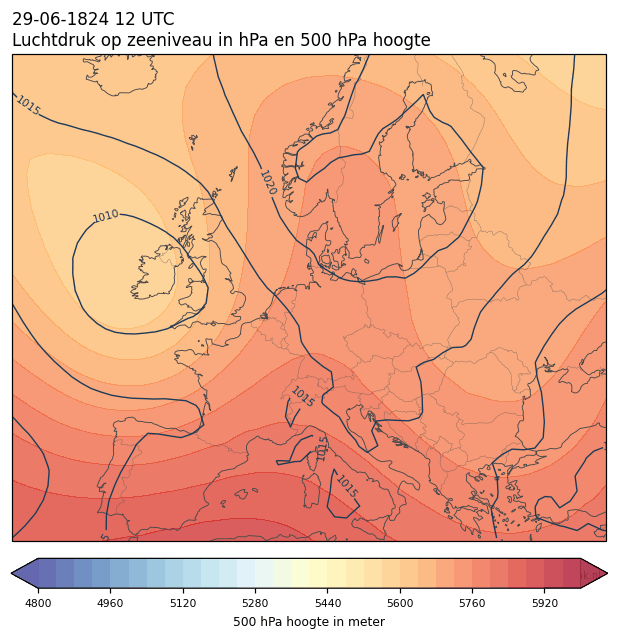 Weerkaart van 29 juni 1824 om 12 UTC