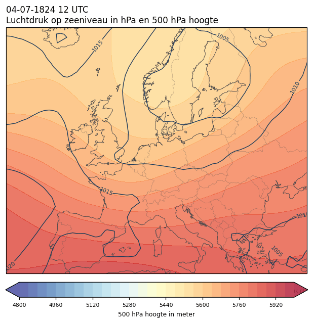 Weerkaart van 4 juli 1824 om 12 UTC