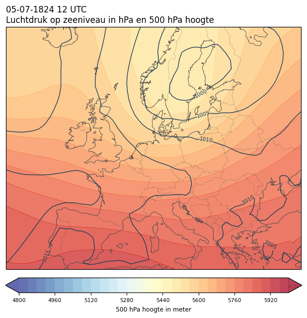 Weerkaart van 5 juli 1824 om 12 UTC