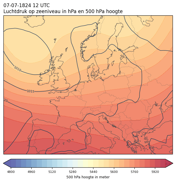 Weerkaart van 7 juli 1824 om 12 UTC