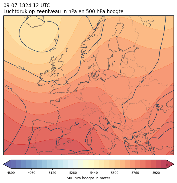 Weerkaart van 9 juli 1824 om 12 UTC