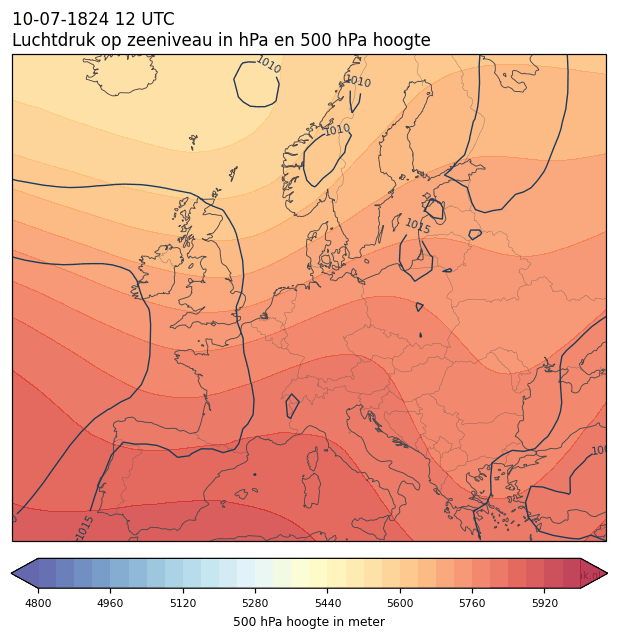 Weerkaart van 10 juli 1824 om 12 UTC