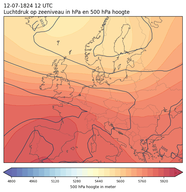 Weerkaart van 12 juli 1824 om 12 UTC