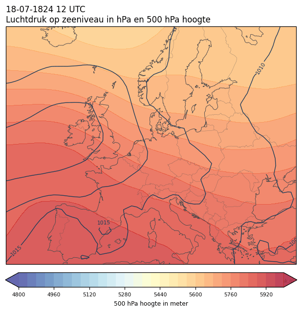 Weerkaart van 18 juli 1824 om 12 UTC