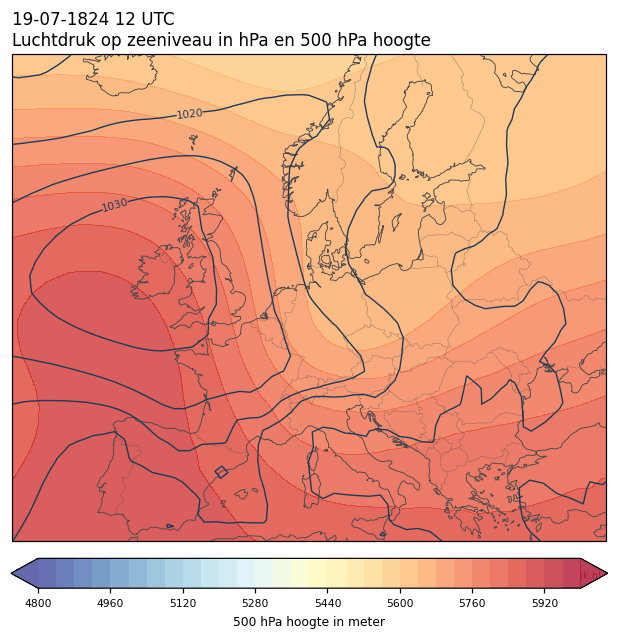 Weerkaart van 19 juli 1824 om 12 UTC