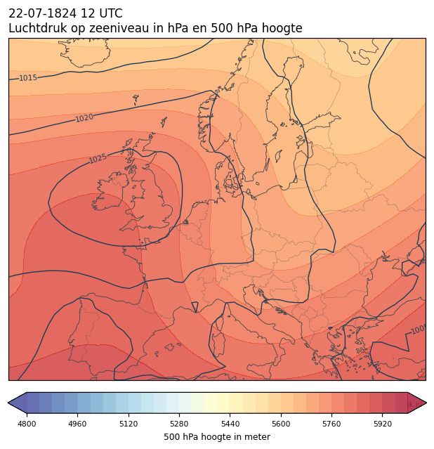 Weerkaart van 22 juli 1824 om 12 UTC