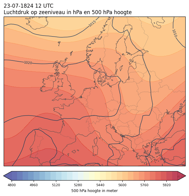 Weerkaart van 23 juli 1824 om 12 UTC