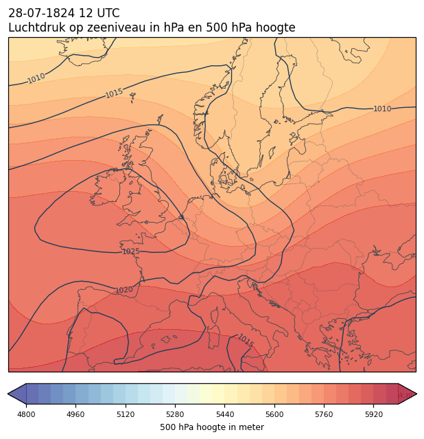 Weerkaart van 28 juli 1824 om 12 UTC