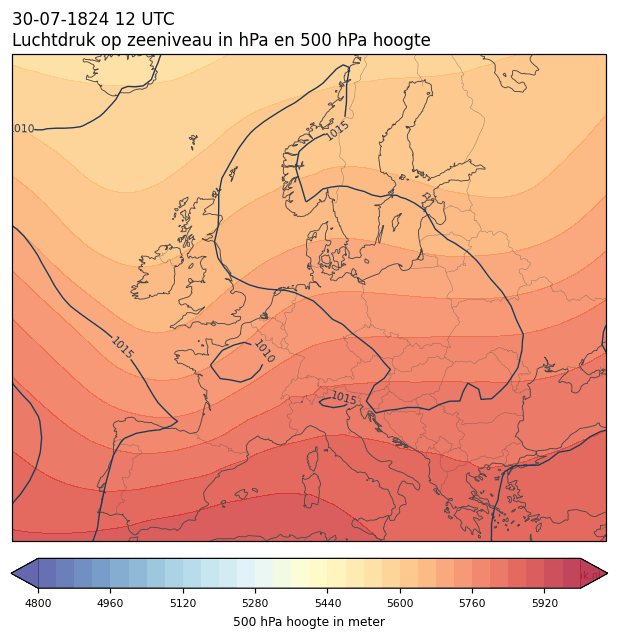 Weerkaart van 30 juli 1824 om 12 UTC