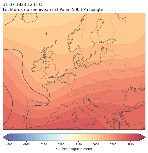 Weerkaart van 31 juli 1824 om 12 UTC