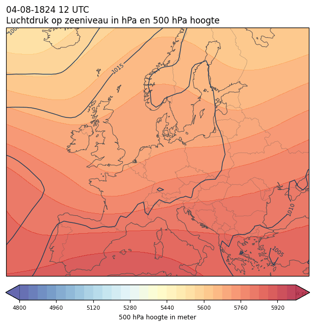 Weerkaart van 4 augustus 1824 om 12 UTC