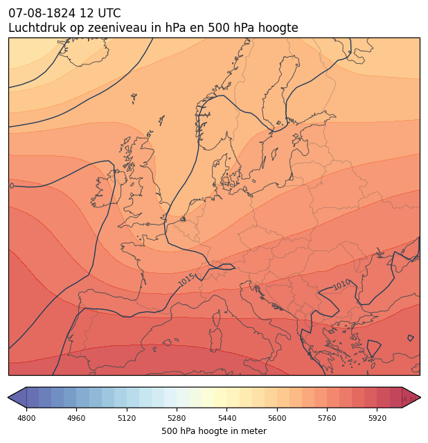 Weerkaart van 7 augustus 1824 om 12 UTC