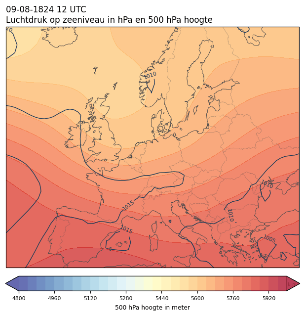 Weerkaart van 9 augustus 1824 om 12 UTC