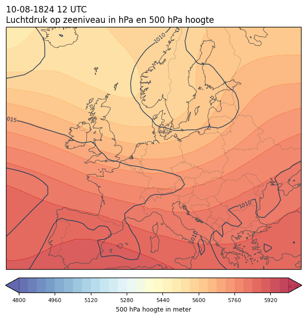 Weerkaart van 10 augustus 1824 om 12 UTC