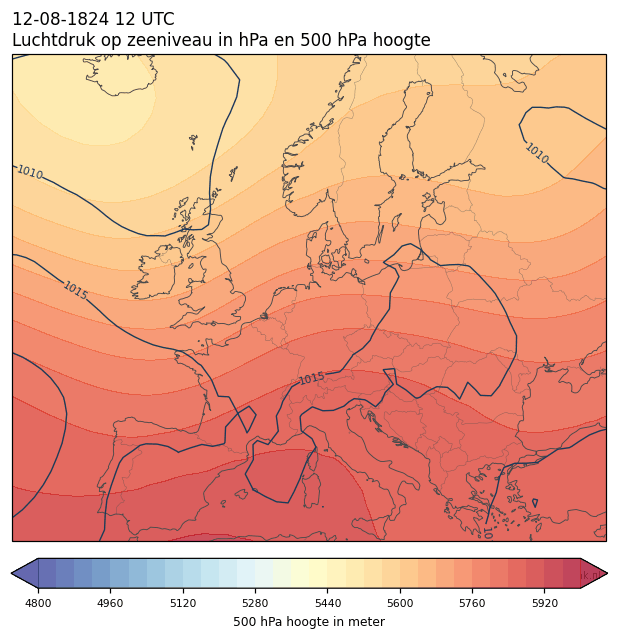 Weerkaart van 12 augustus 1824 om 12 UTC