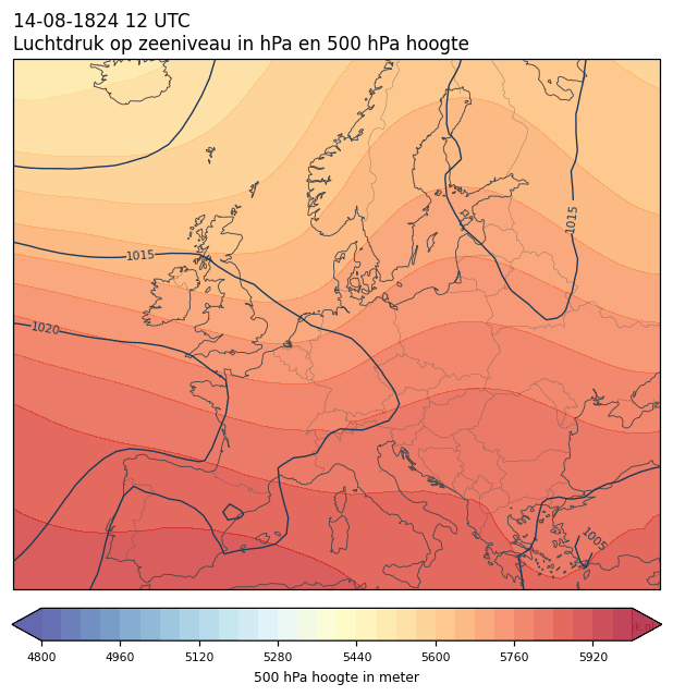 Weerkaart van 14 augustus 1824 om 12 UTC