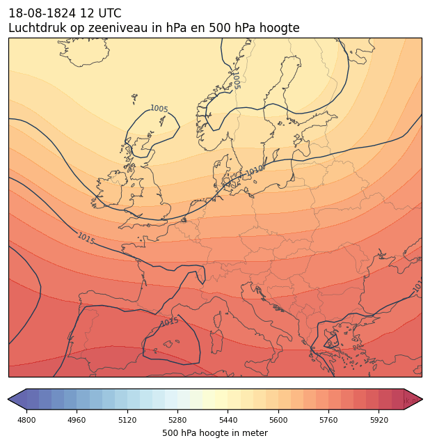 Weerkaart van 18 augustus 1824 om 12 UTC