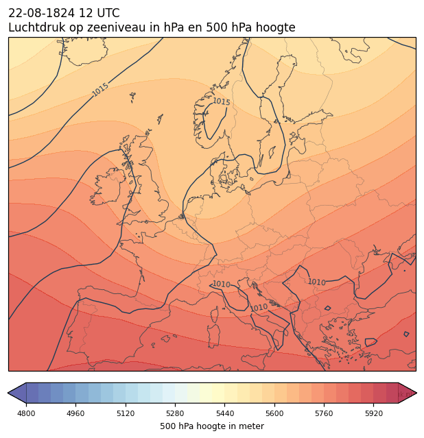 Weerkaart van 22 augustus 1824 om 12 UTC