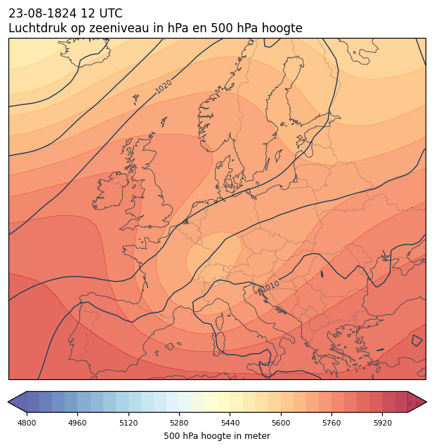 Weerkaart van 23 augustus 1824 om 12 UTC